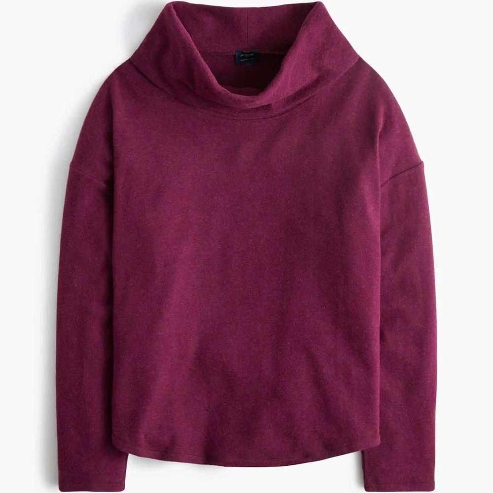 J. Crew Cowlneck Pullover in Cloudspun Yarn in Heather Burgundy Size S NWT